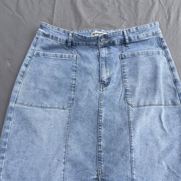 Denim pencil Jean Skirt for Women Denim‎ Casual Stretch Patch Pockets L - Picture 3 of 10